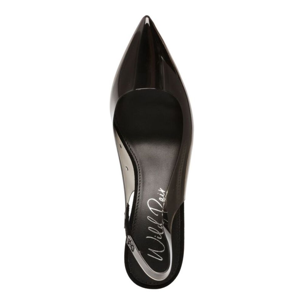 WILD PAIR Womens Black Straps Dharma Toe Block Heel Slip On Slingback 6 M - Picture 3 of 4